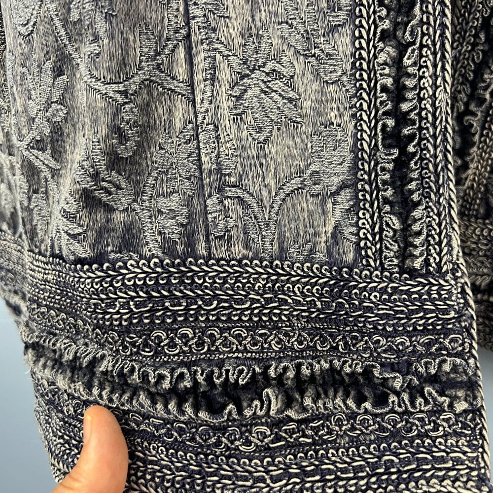 Coldwater Creek‎ Blue Jacquard BrocadeTapestry Open Front Jacket Size L - Picture 3 of 7